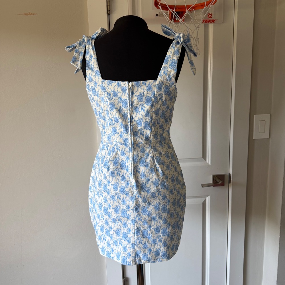 Trixxi Women's White Mini Summer Dresses with Blue Floral Print Size L - Picture 4 of 16